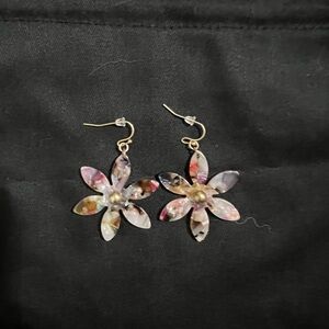 Floral Gold and Multicolor Earrings